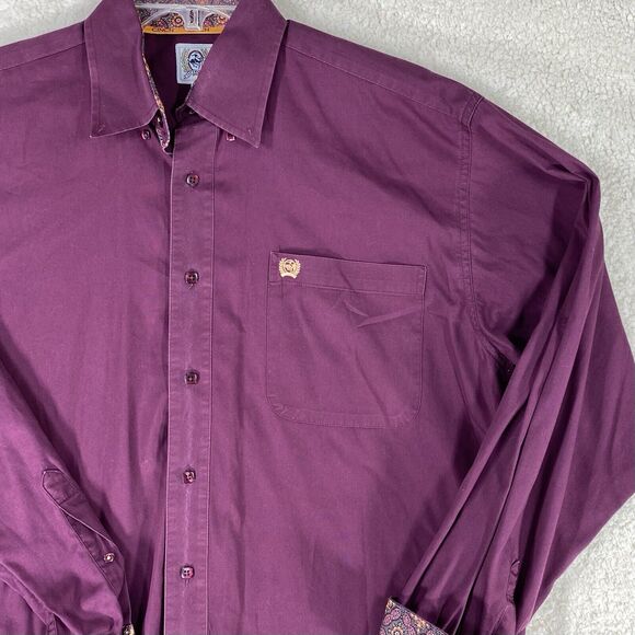 Cinch Shirt Mens Sz Med Maroon Red Flip Cuff Button Down Western Outdoors Rodeo - Picture 4 of 11